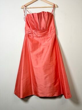 Watters & Watters Coral Strapless A-line Silk Lined Formal Dress Sz 12